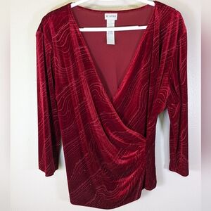 Metaphor women's red velvet top with red shimmering size XL